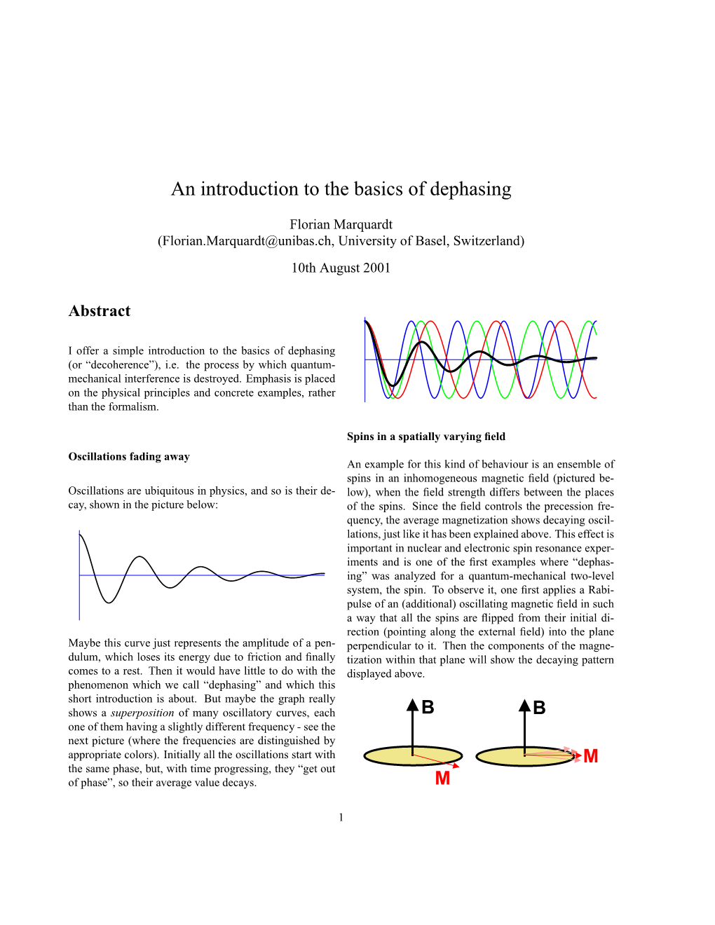 An Introduction to the Basics of Dephasing