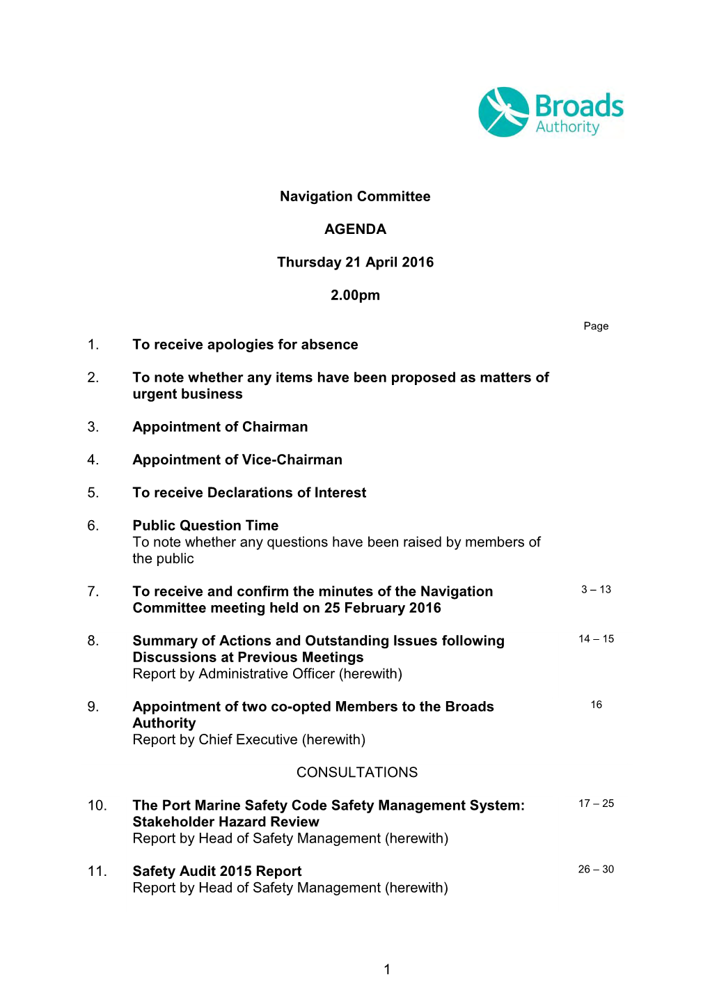 Navigation Committee Agenda and Reports in FULL