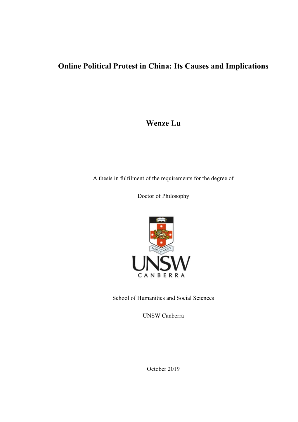 Online Political Protest in China: Its Causes and Implications
