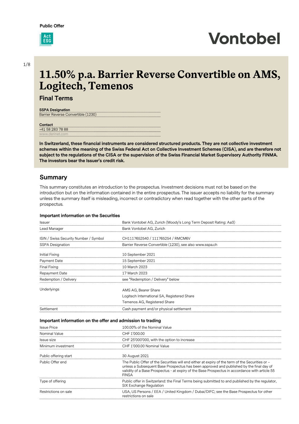 Vontobel Documentation Derivatives