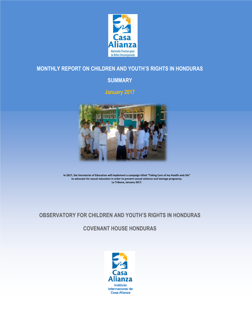 Monthly Report on Children and Youth's Rights In