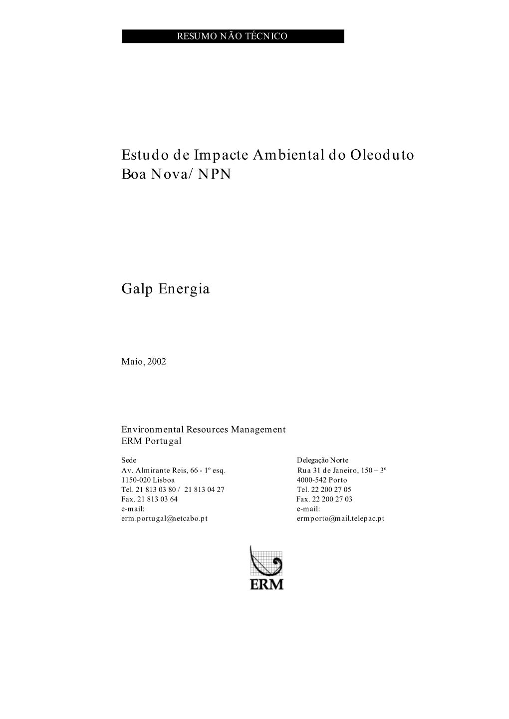 Estudo De Impacte Ambiental Do Oleoduto Boa Nova/NPN Galp Energia