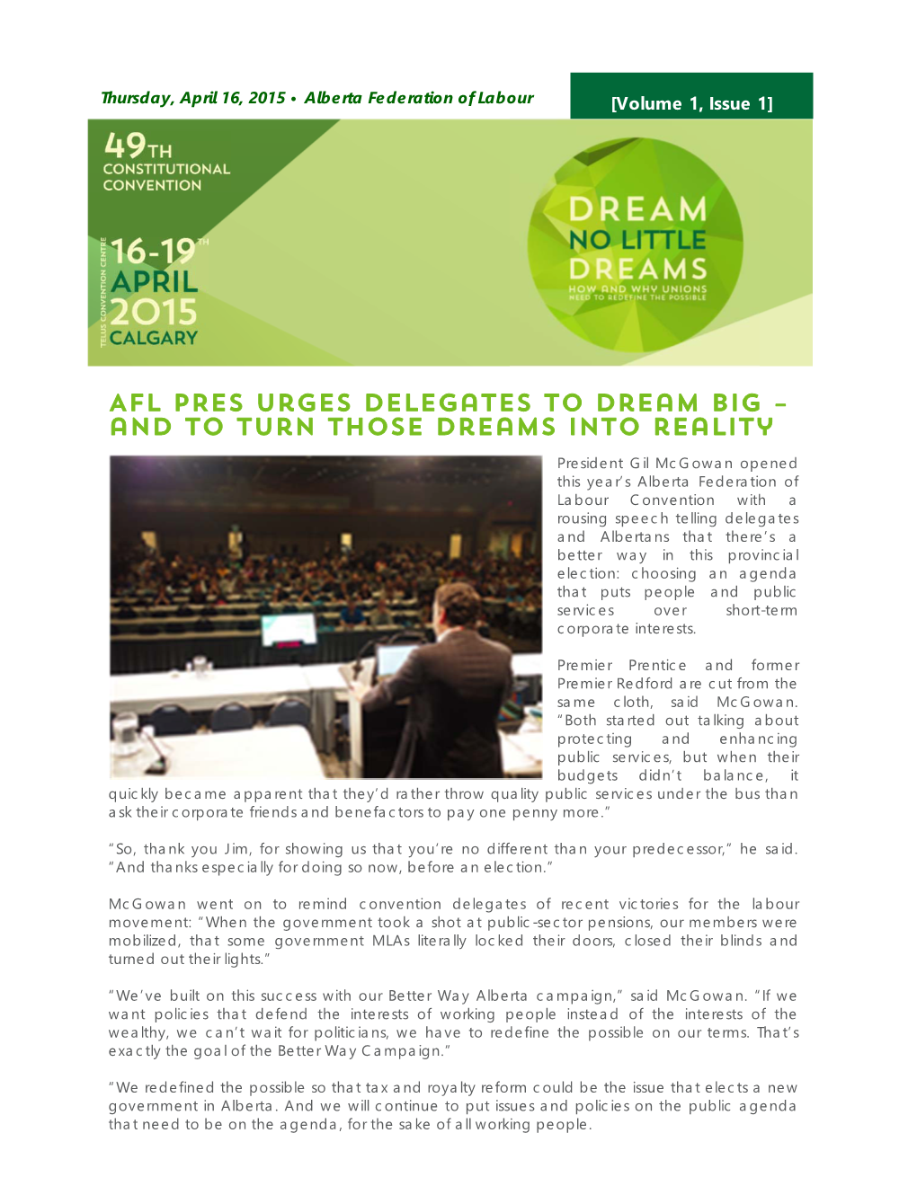 AFL PRES Urges Delegates to Dream Big – and to Turn Those Dreams Into Reality