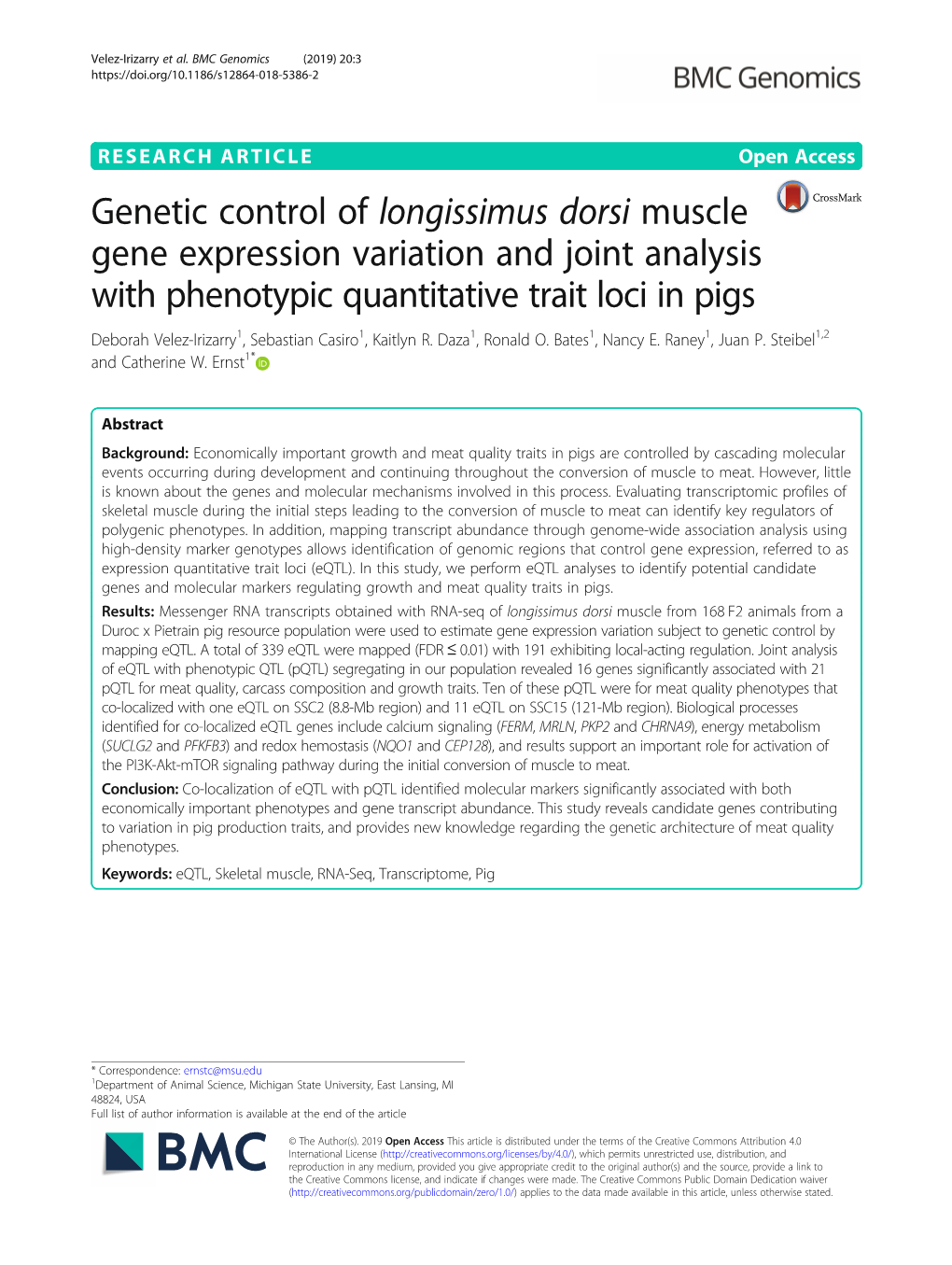 Genetic Control of Longissimus Dorsi Muscle Gene Expression Variation