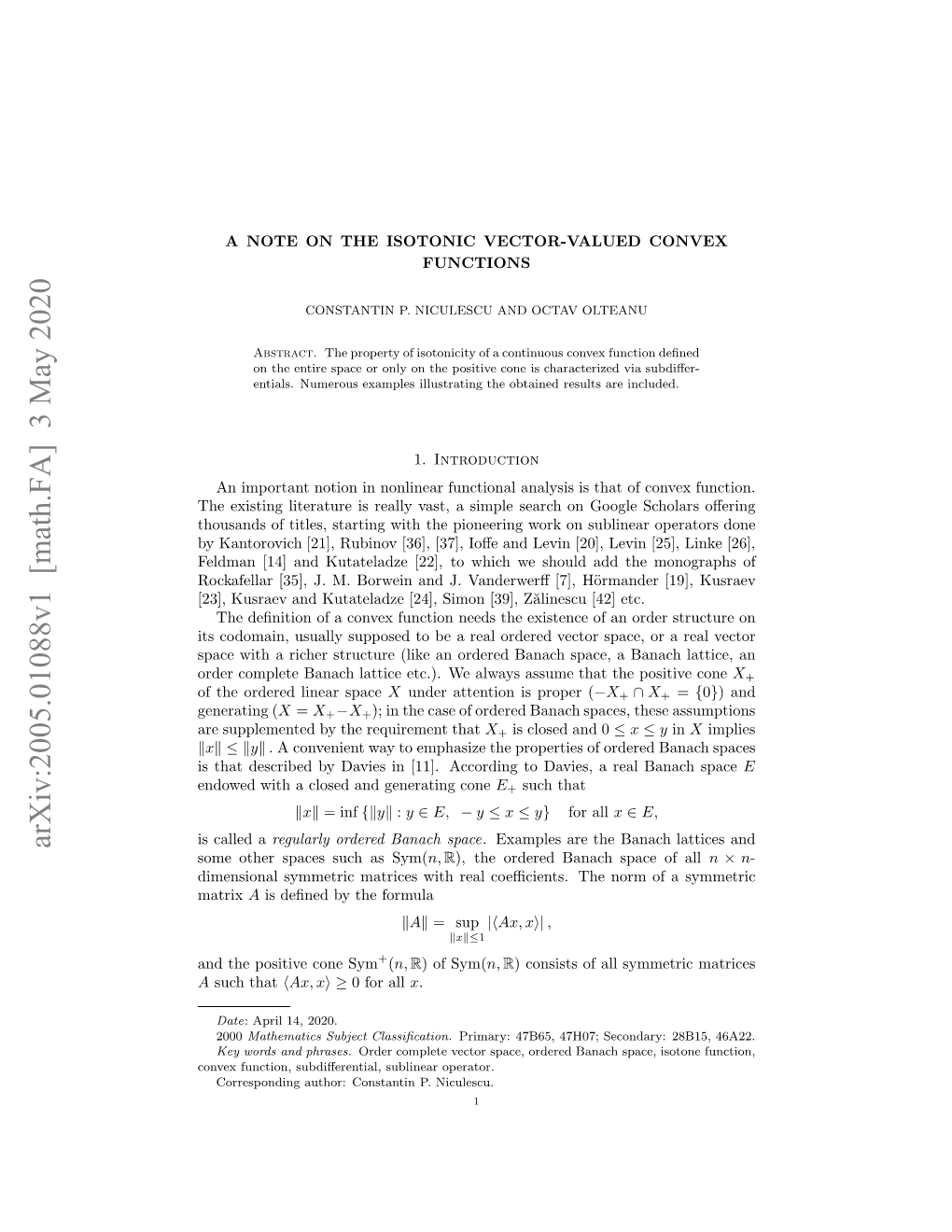 A Note on the Isotonic Vector-Valued Convex Functions