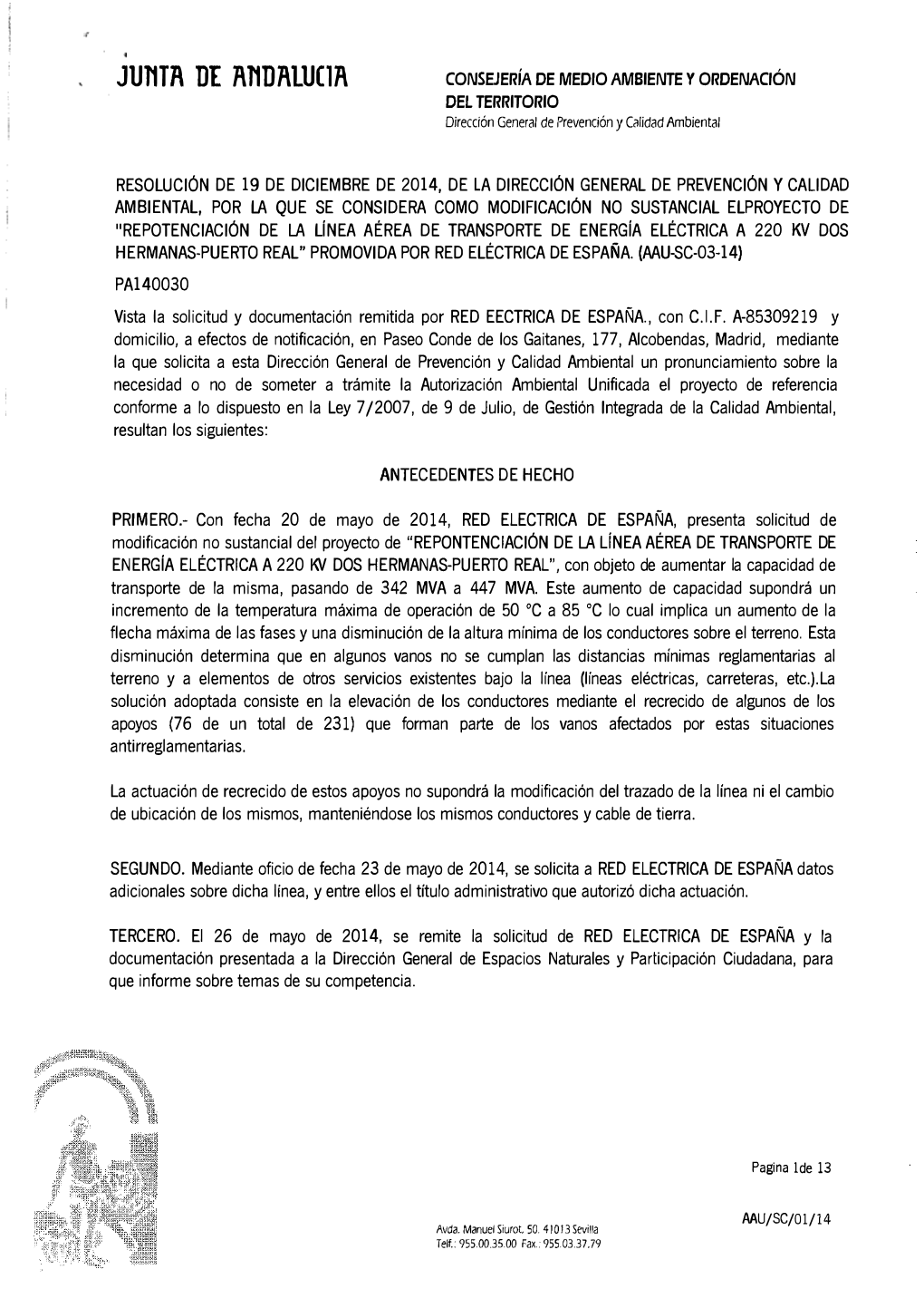 Repotenciación L. 220 Kv Dos Hermanas-Puerto Real