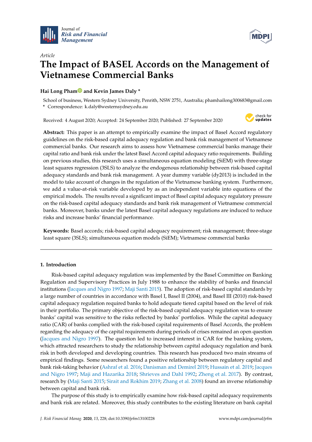 The Impact of BASEL Accords on the Management of Vietnamese Commercial Banks