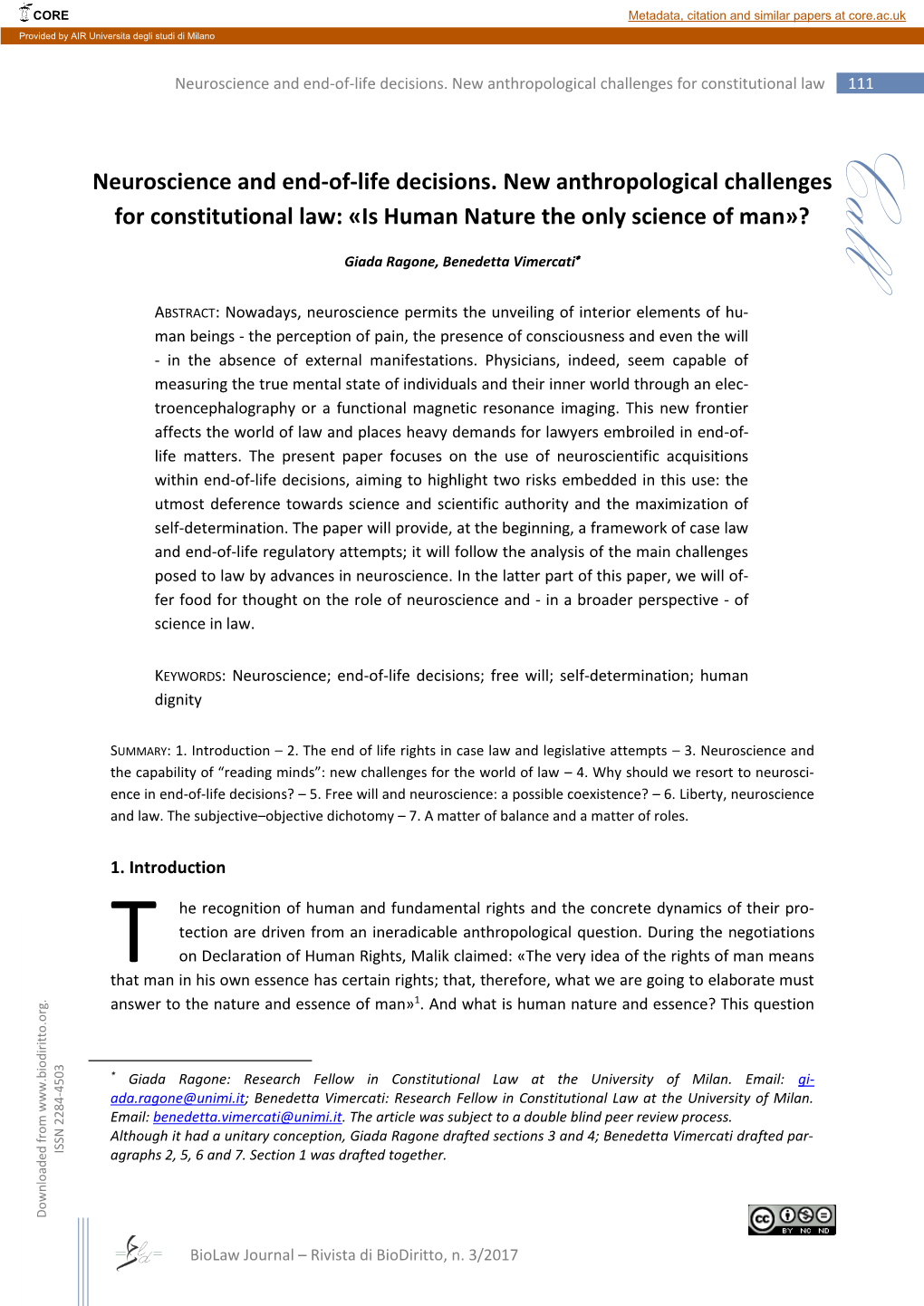 Neuroscience and End-Of-Life Decisions. New