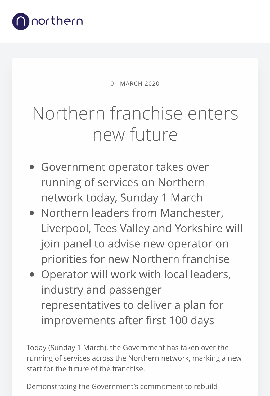 Northern Franchise Enters New Future