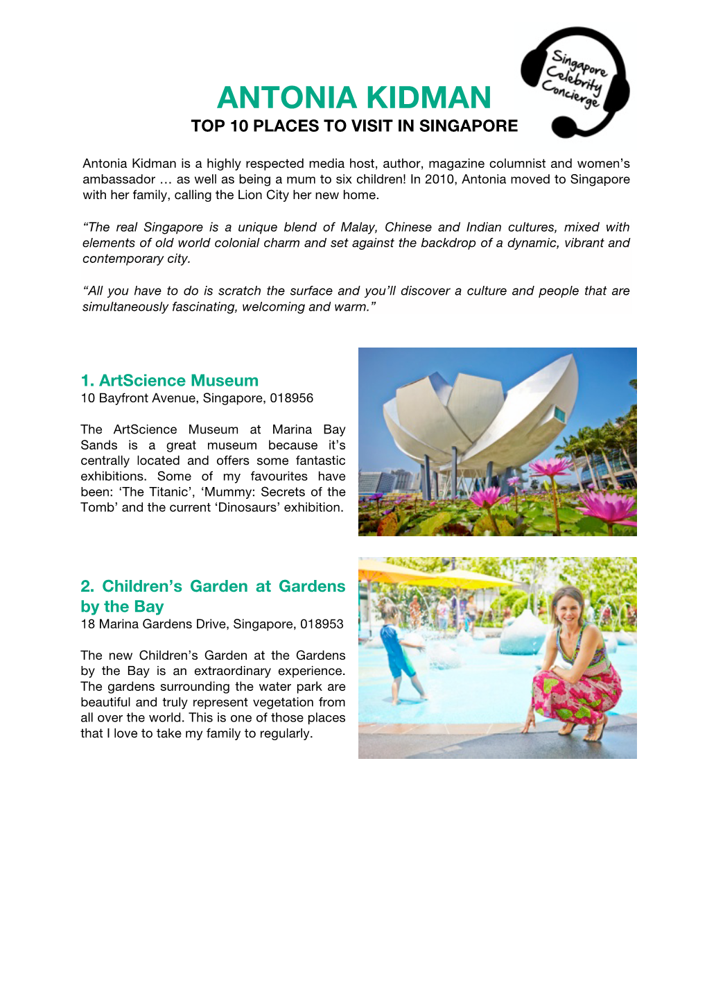 Antonia Kidman Top 10 Places to Visit in Singapore