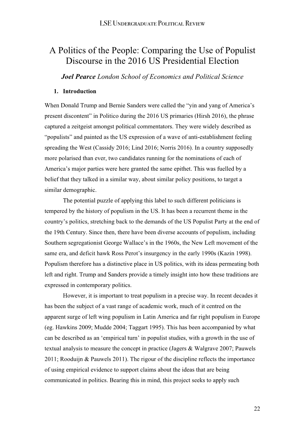 Comparing the Use of Populist Discourse in the 2016 US Presidential Election