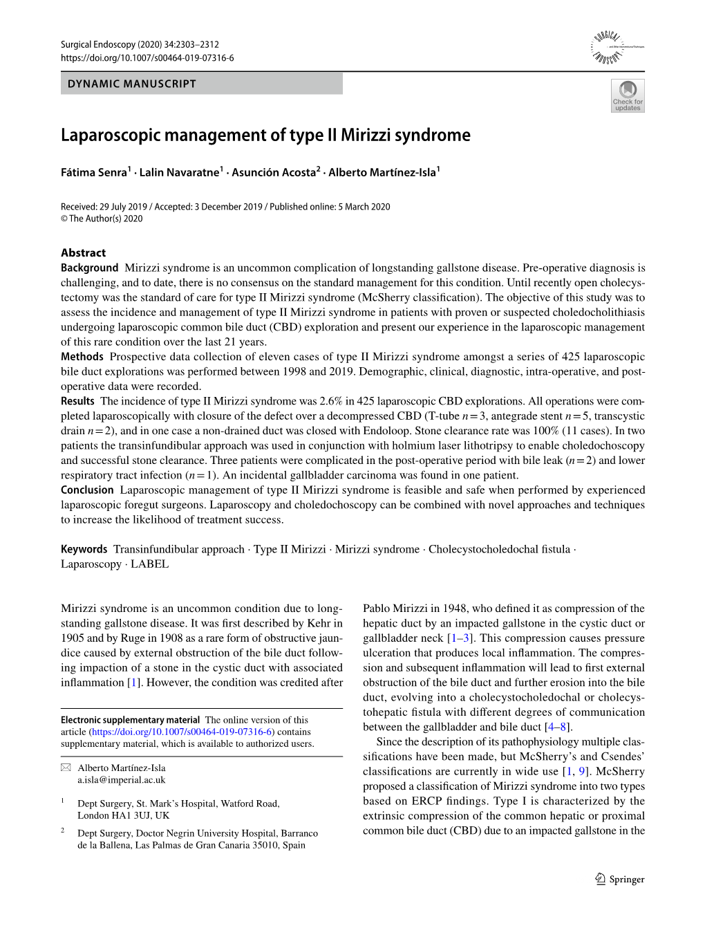 Laparoscopic Management of Type II Mirizzi Syndrome