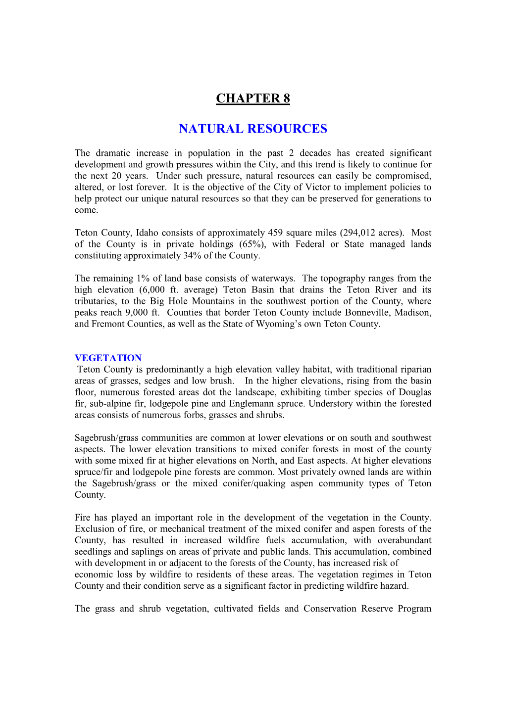 Chapter 8: Natural Resources