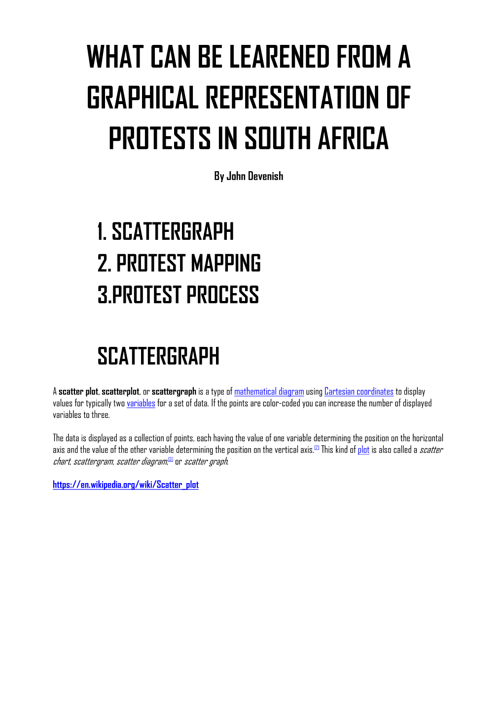 What Can Be Learened from a Graphical Representation of Protests in South Africa