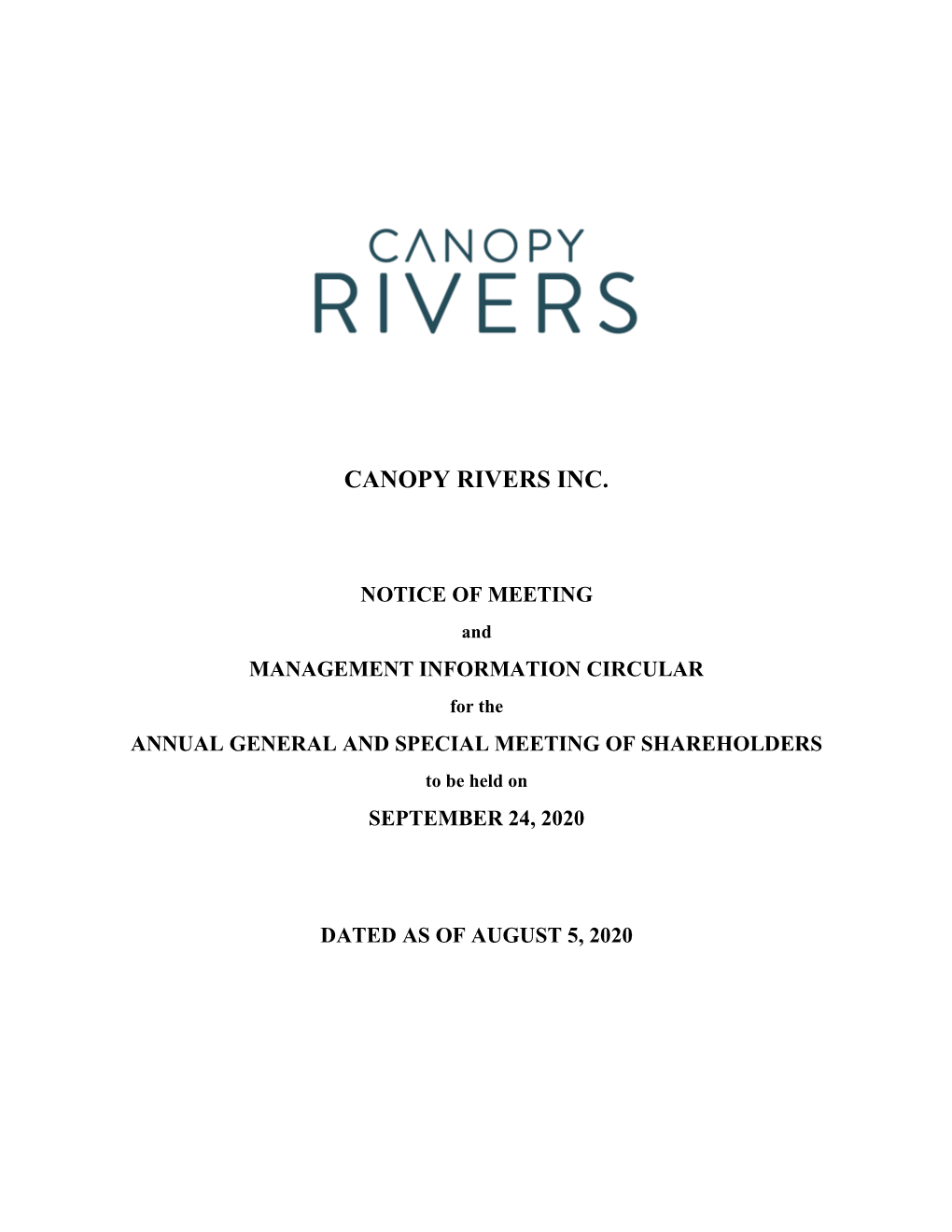 Canopy Rivers Inc