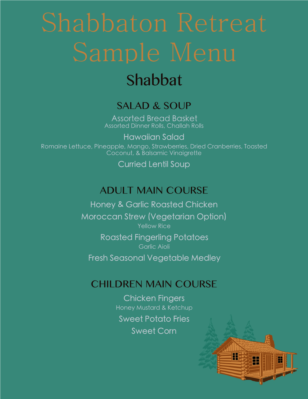 Shabbaton Retreat Sample Menu Shabbat