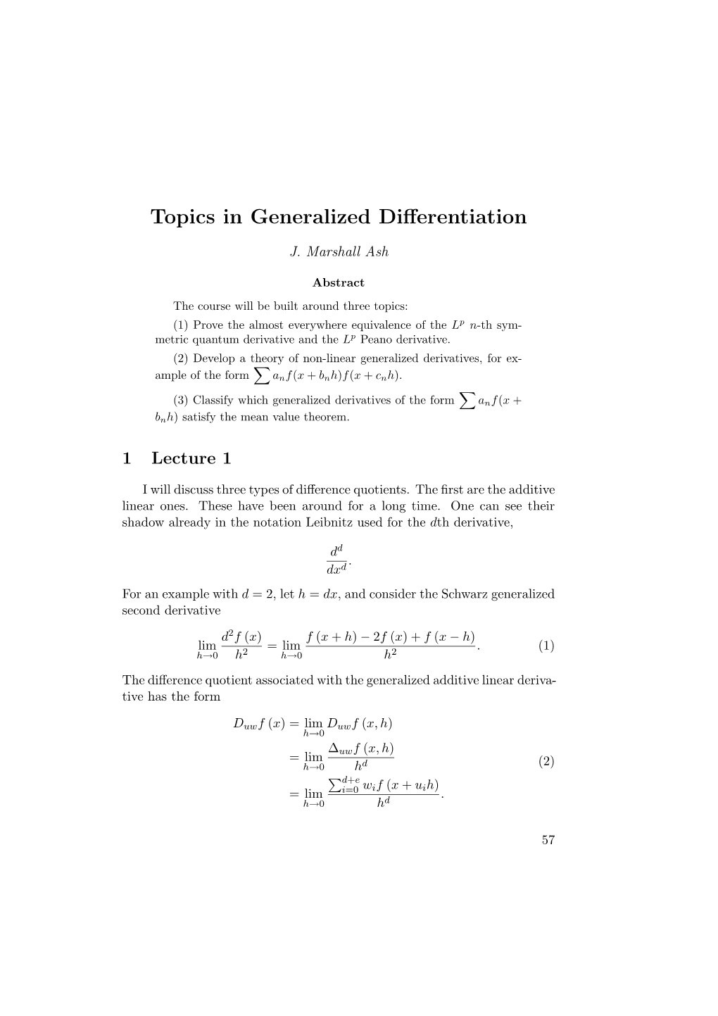 Topics in Generalized Differentiation