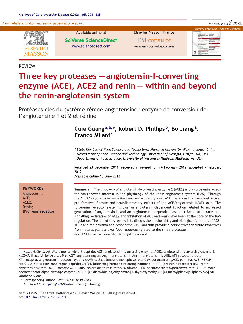 Angiotensin-I-Converting Enzyme (ACE), ACE2 and Renin