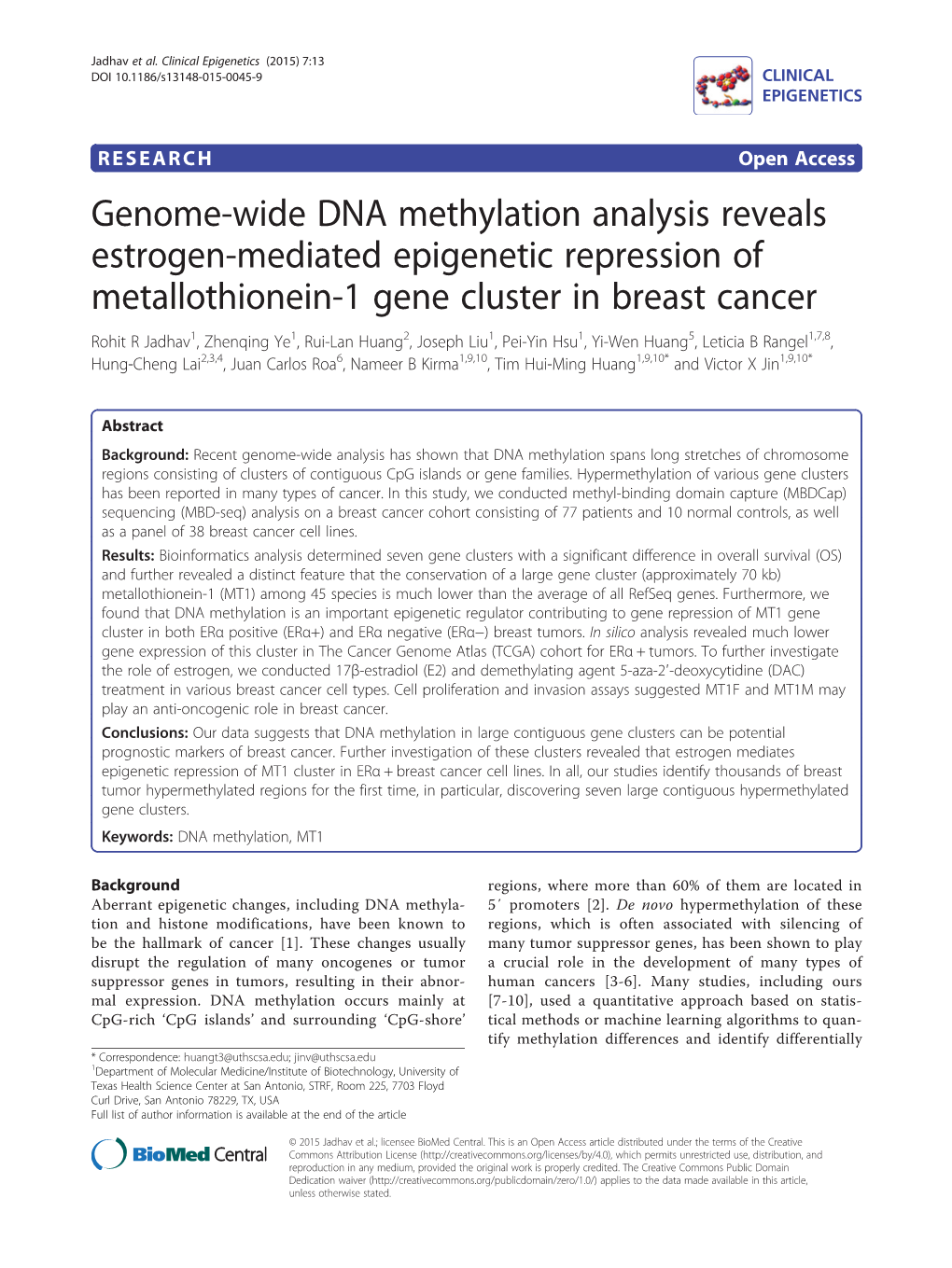 Genome-Wide DNA Methylation Analysis Reveals Estrogen-Mediated