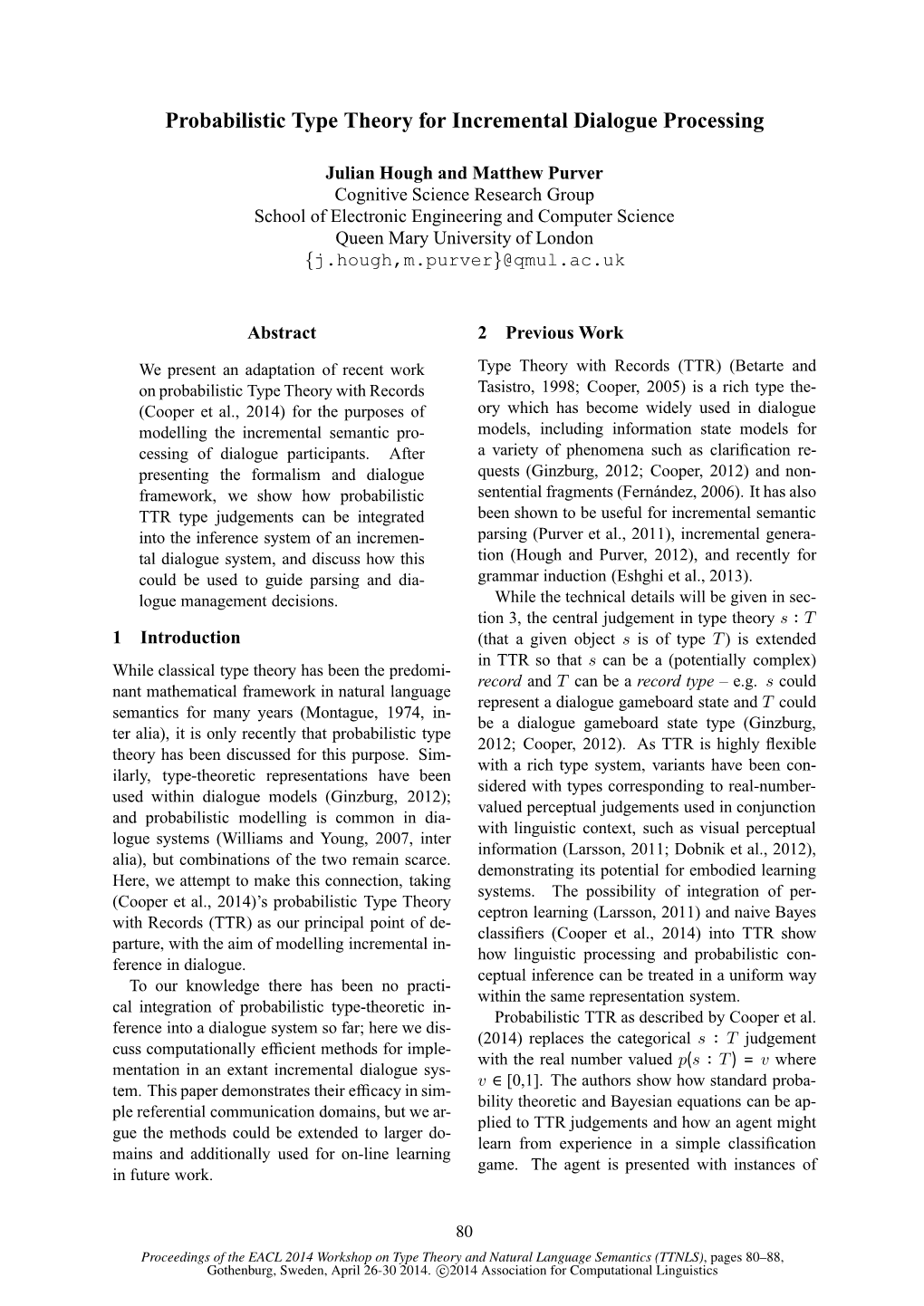 Probabilistic Type Theory for Incremental Dialogue Processing