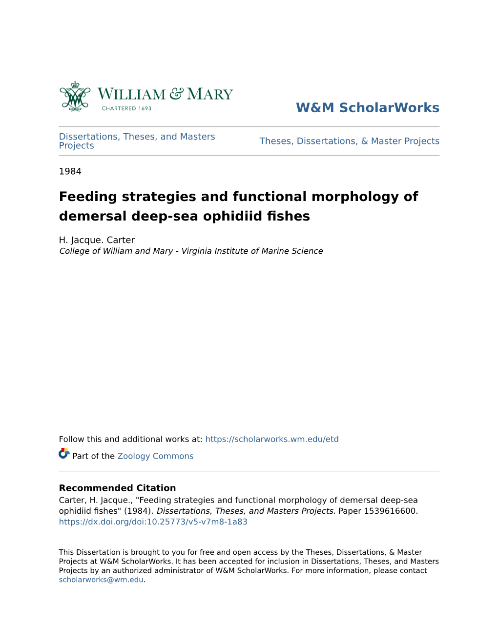 Feeding Strategies and Functional Morphology of Demersal Deep-Sea Ophidiid Fishes