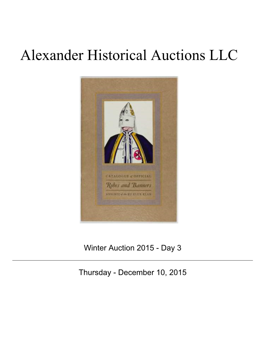 Alexander Historical Auctions LLC