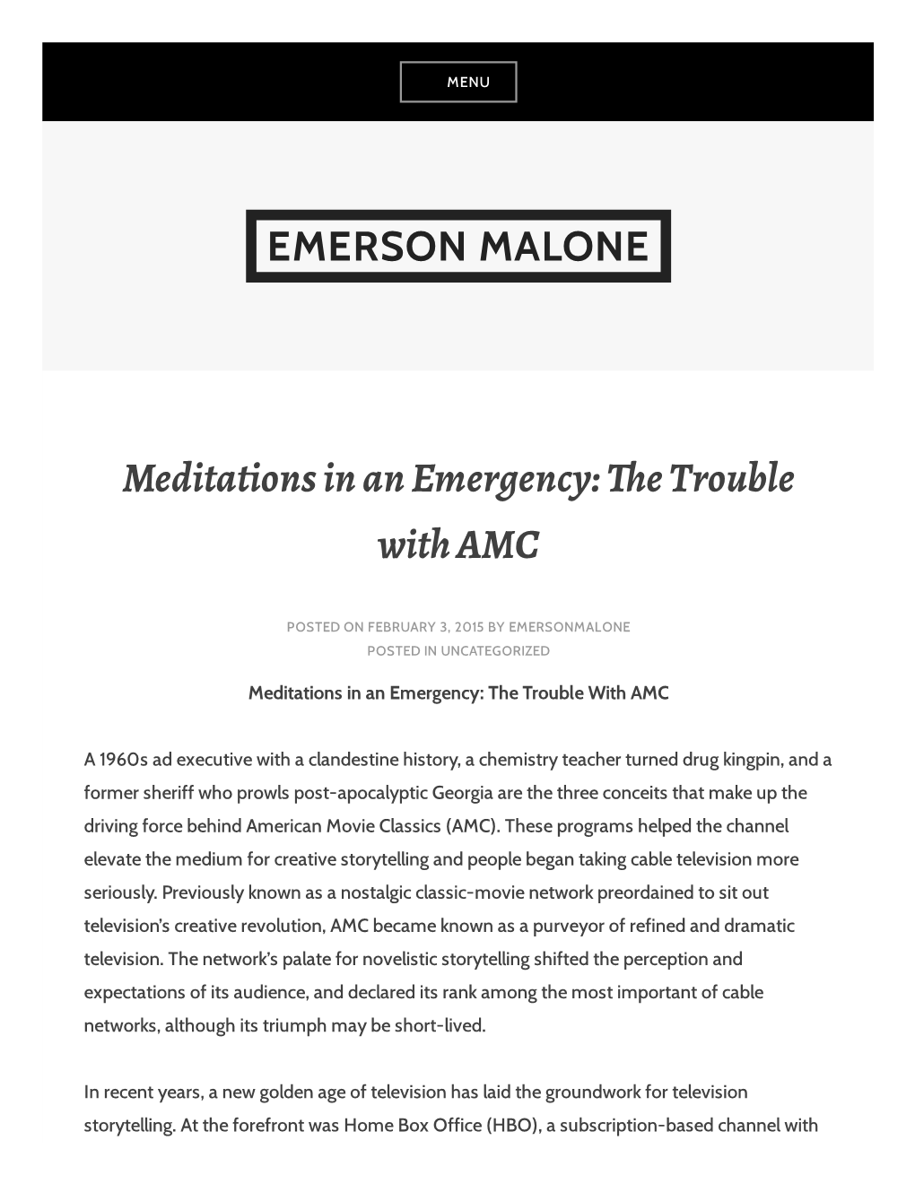 Meditations in an Emergency: �E Trouble with AMC