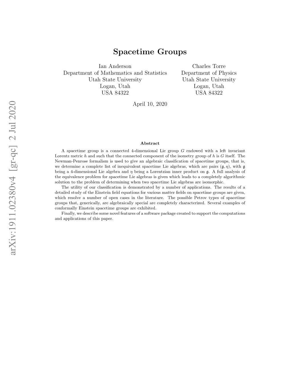 Spacetime Groups