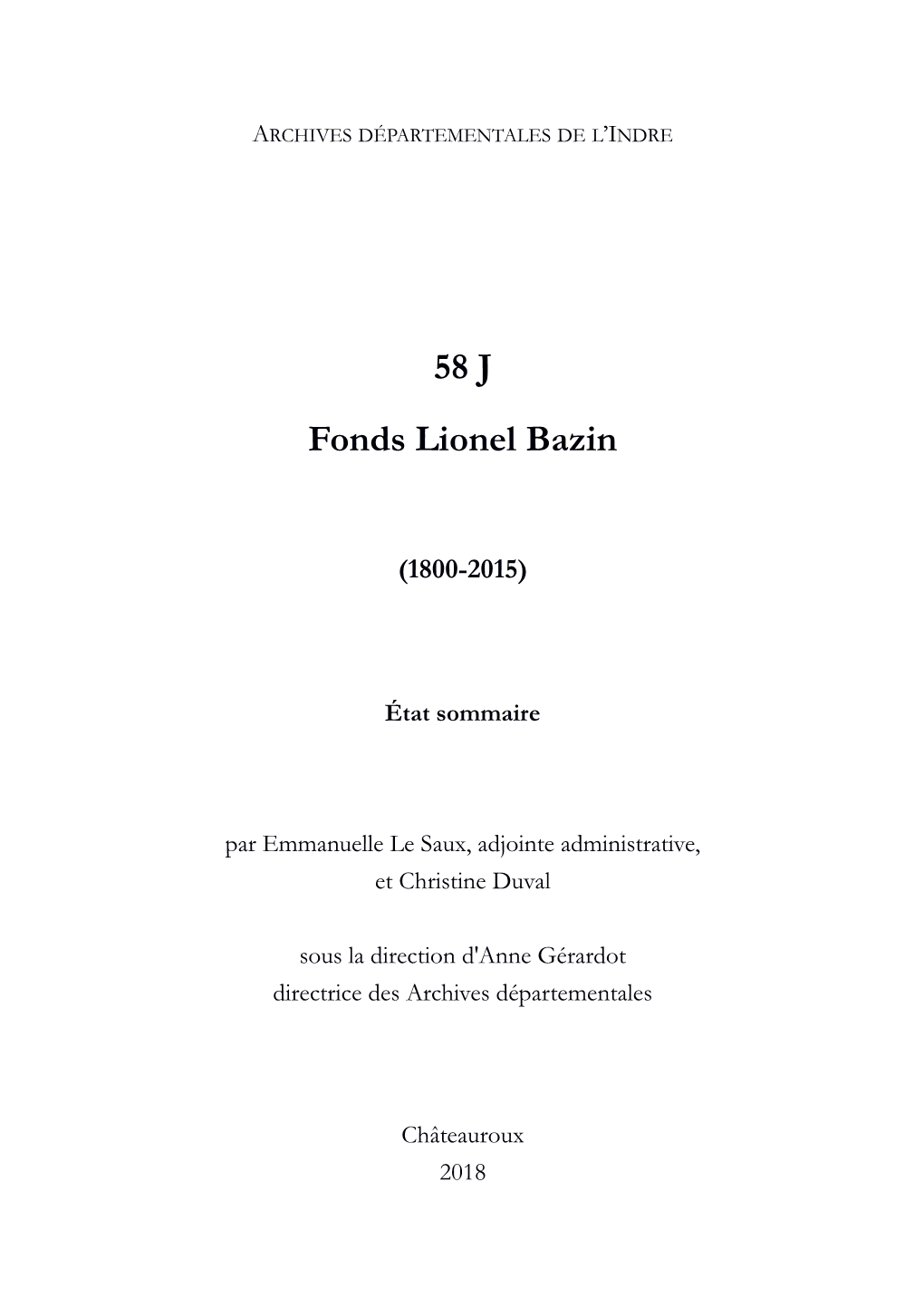 58 J Fonds Lionel Bazin