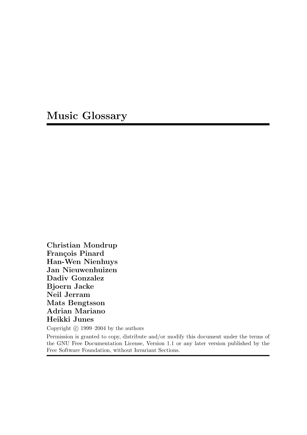 Music Glossary