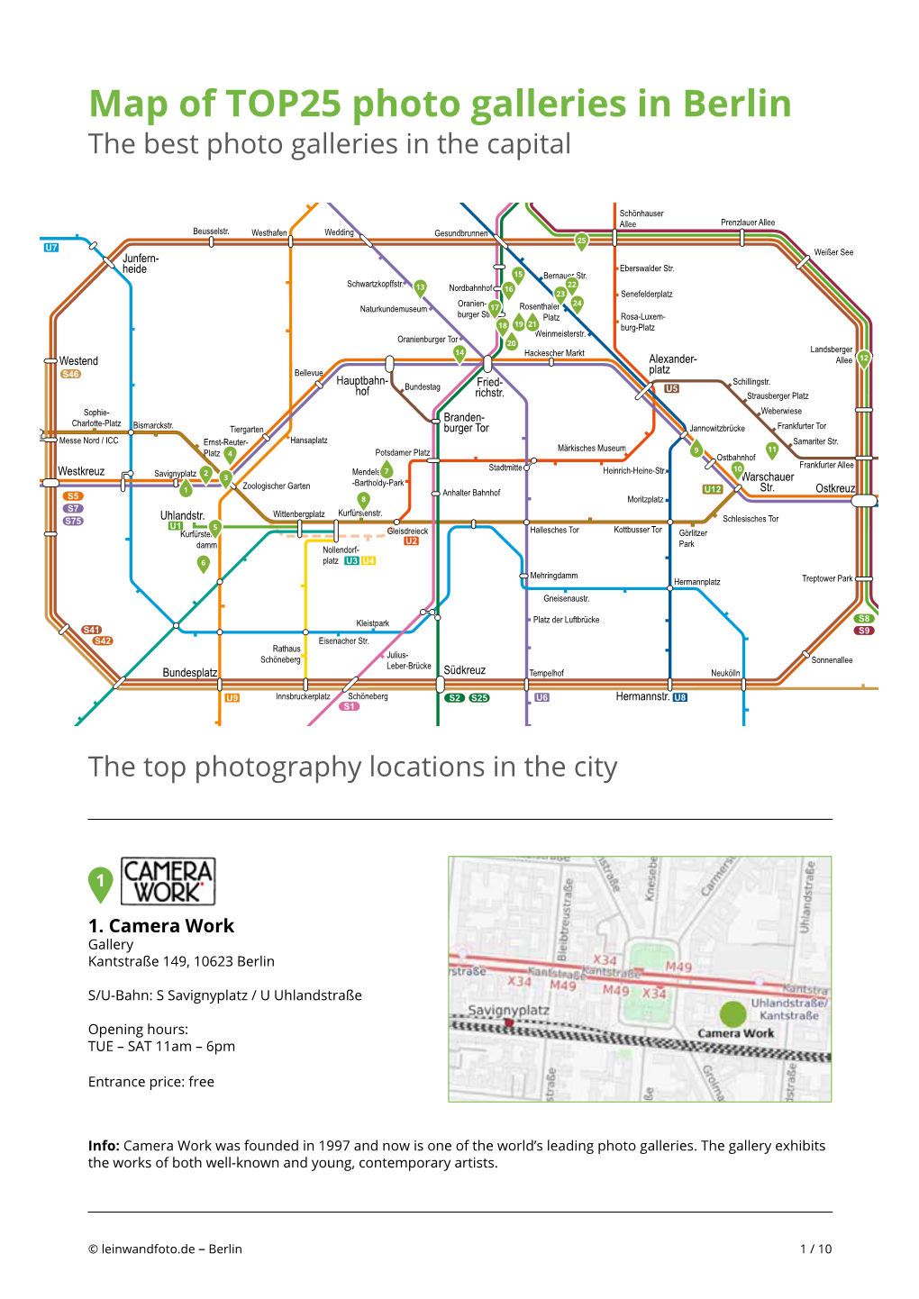 Map of TOP25 Photo Galleries in Berlin the Best Photo Galleries in the Capital