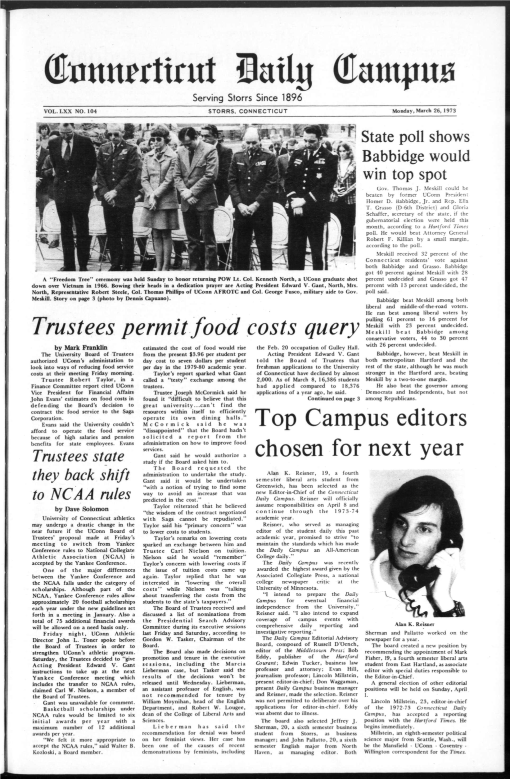 Trustees Permit Food Costs Query Top Campus Editors Chosen for Next Year