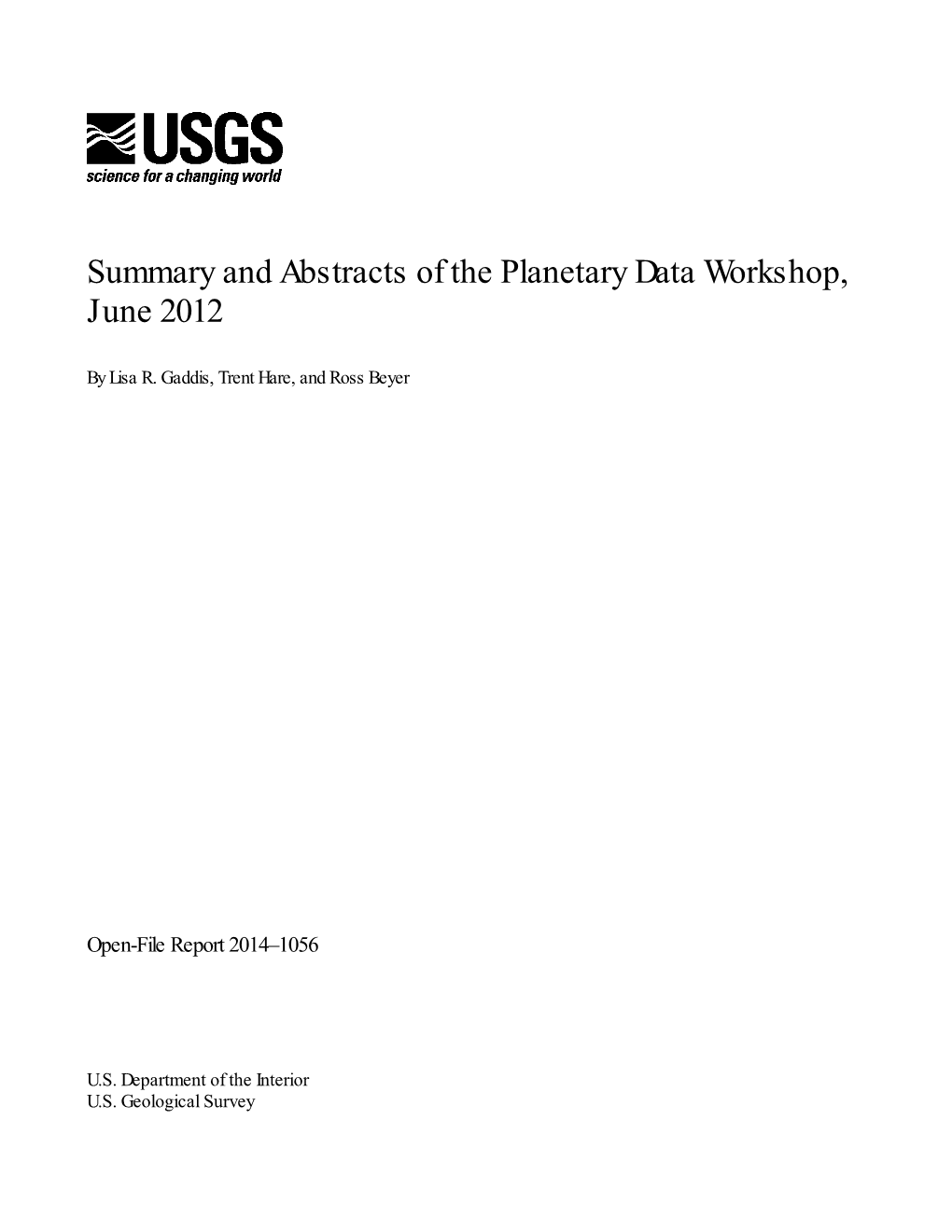 Summary and Abstracts of the Planetary Data Workshop, June 2012