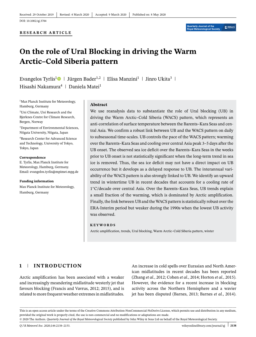 On the Role of Ural Blocking in Driving the Warm Arctic–Cold Siberia Pattern