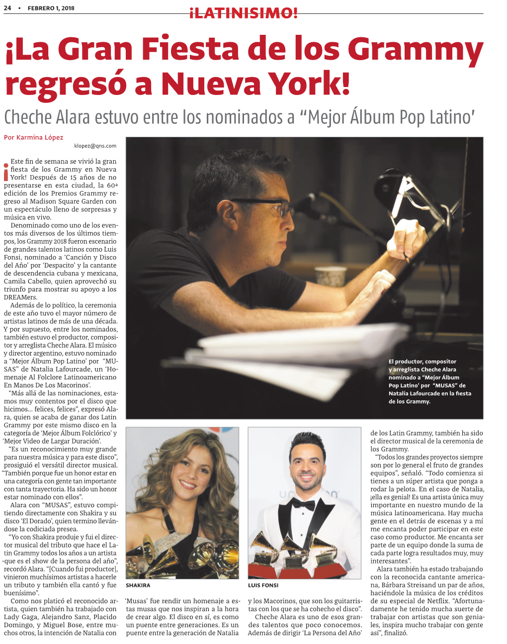 ¡La Gran Fiesta De Los Grammy Regresó a Nueva York! Cheche Alara Estuvo Entre Los Nominados a “Mejor Álbum Pop Latino’ Por Karmina López Klopez@Qns.Com