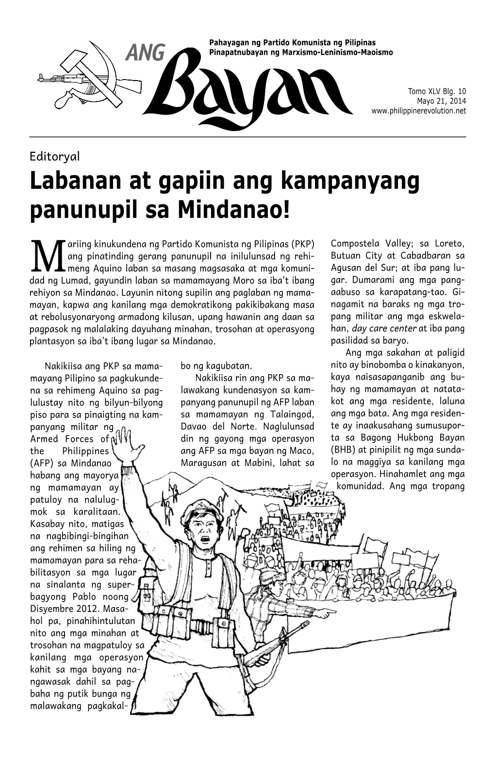 ANG Labanan at Gapiin Ang Kampanyang Panunupil Sa Mindanao!