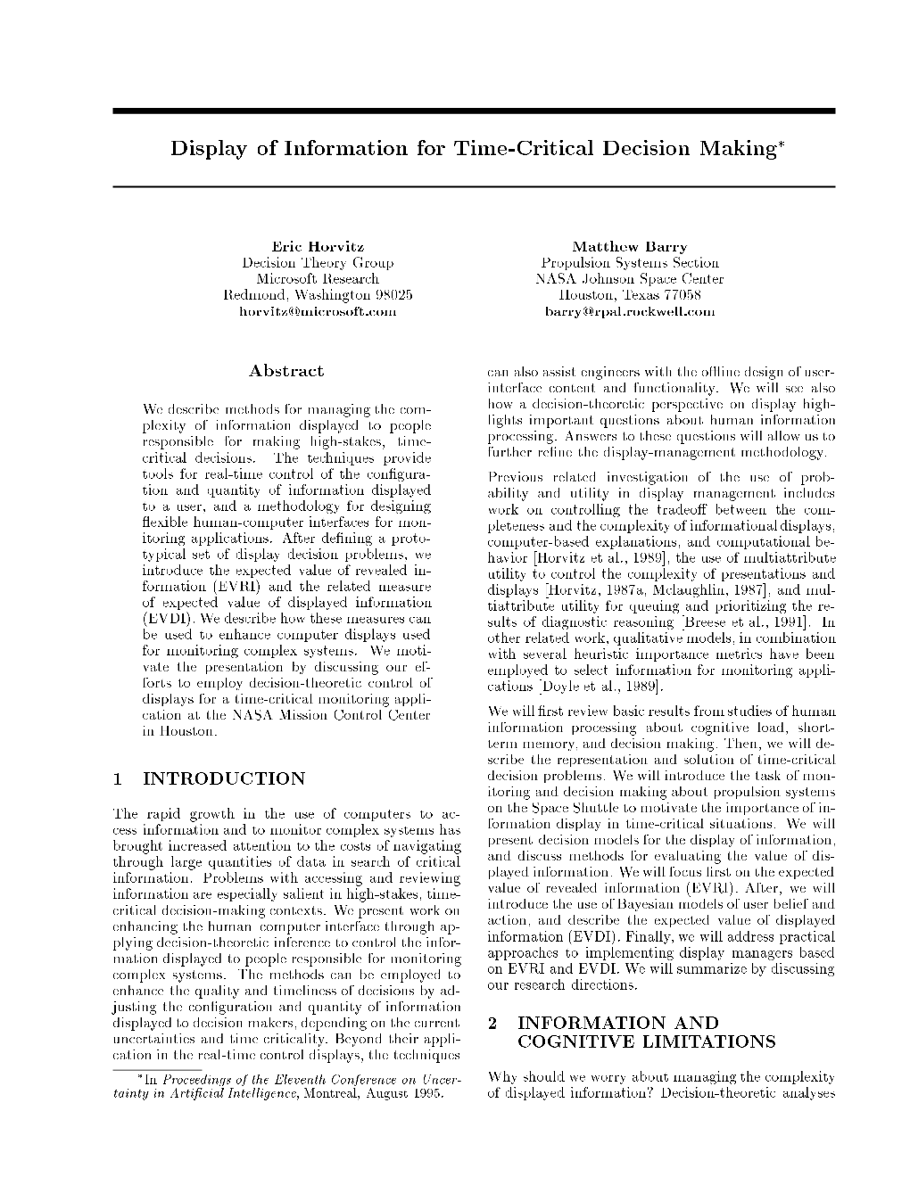 Display of Information for Time-Critical Decision Making