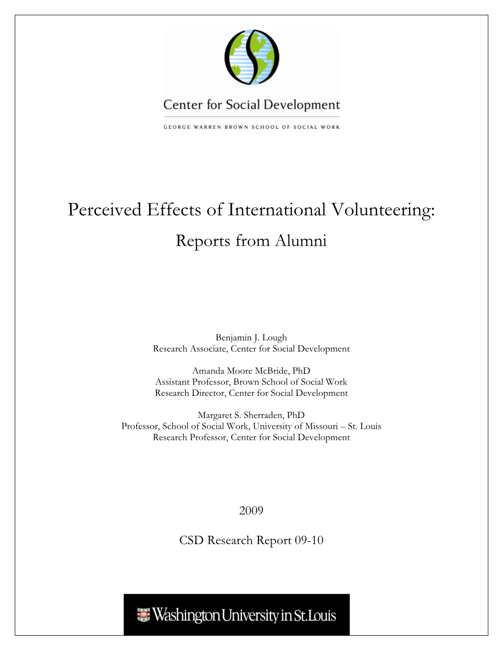 Perceived Effects of International Volunteering: Reports from Alumni