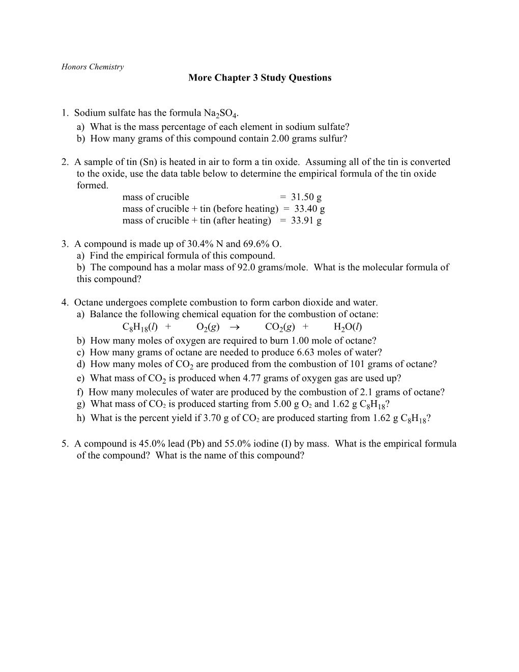 More Chapter 3 Study Questions