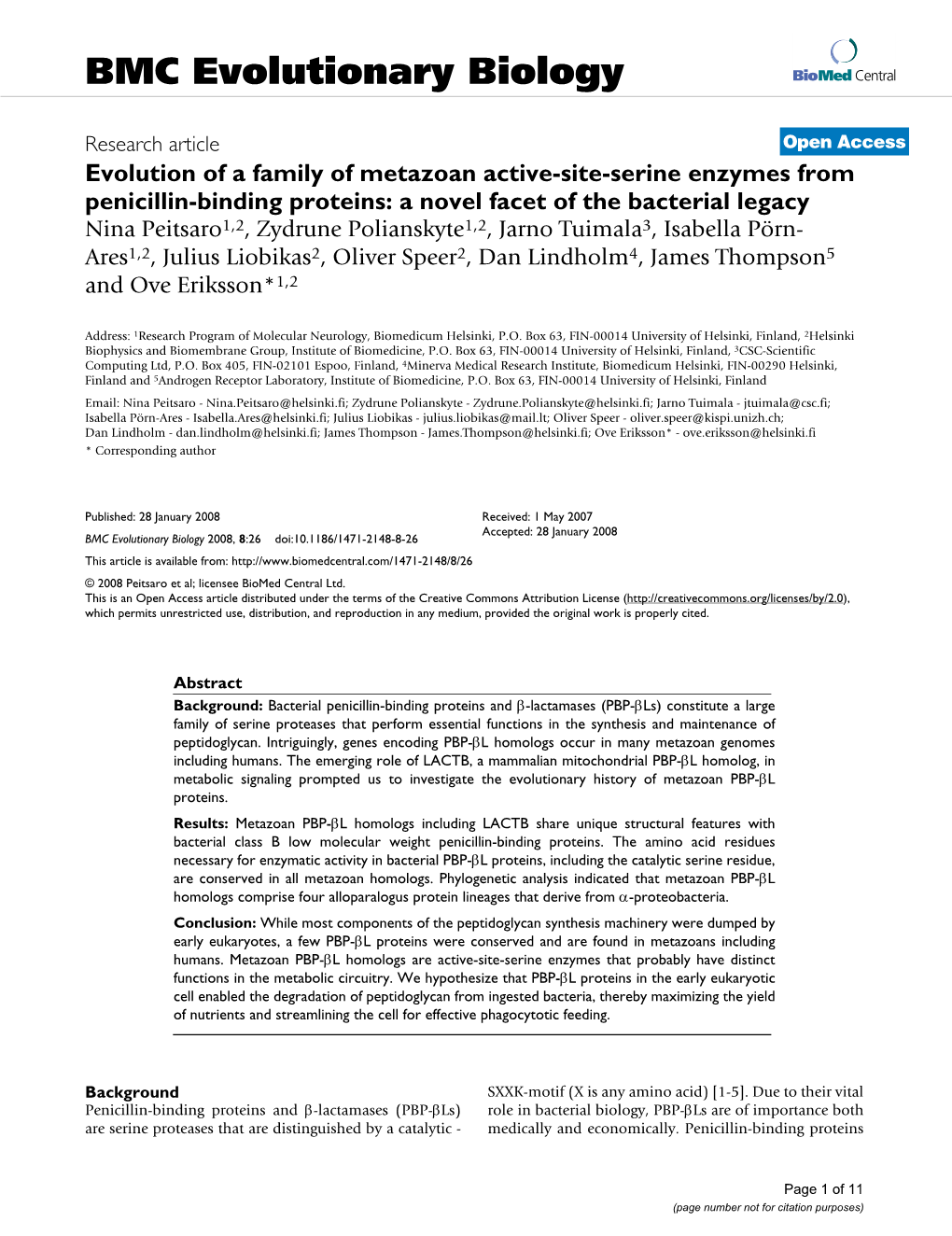 BMC Evolutionary Biology Biomed Central