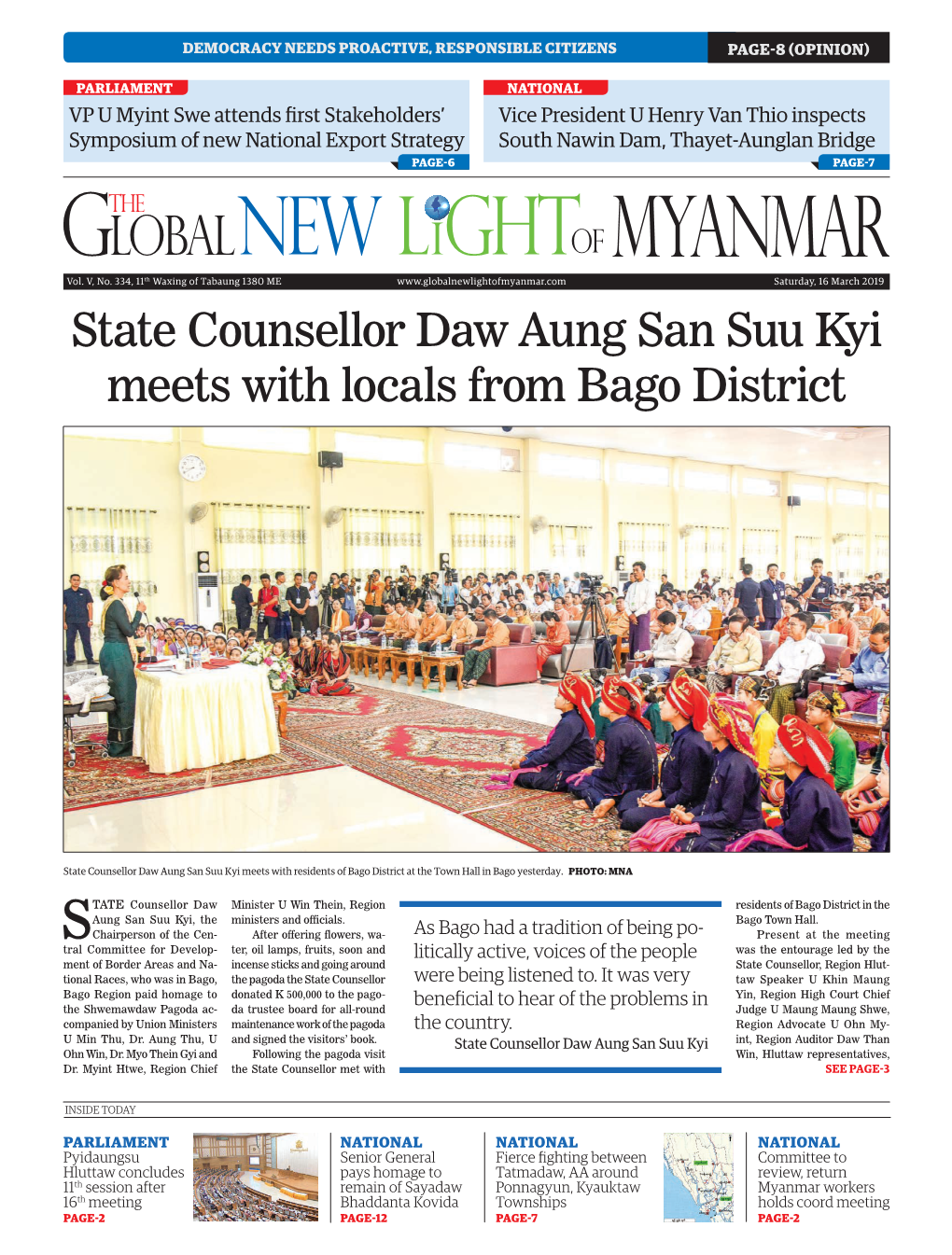 State Counsellor Daw Aung San Suu Kyi Meets with Locals from Bago District