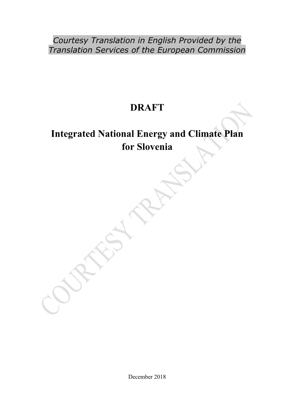 DRAFT Integrated National Energy and Climate Plan for Slovenia