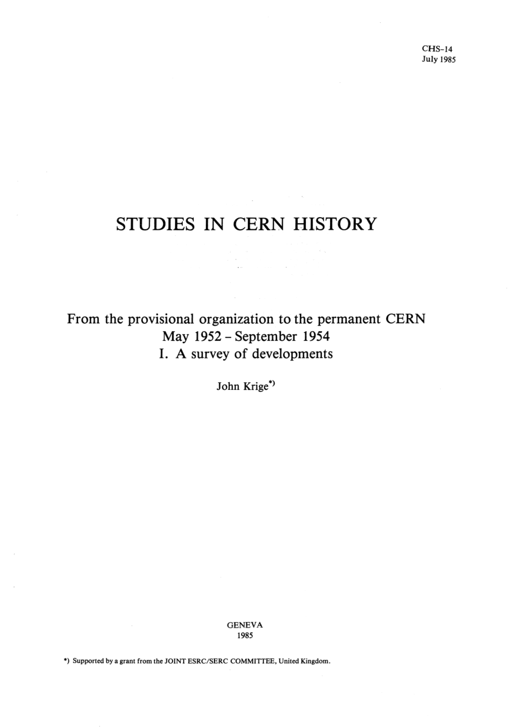 Studies in Cern History