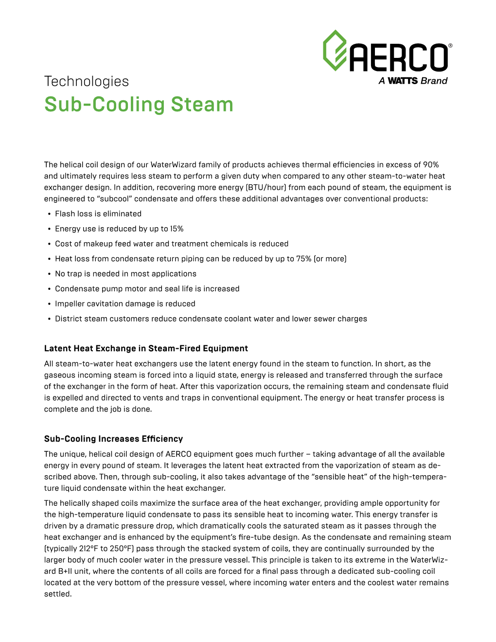 Sub-Cooling Steam