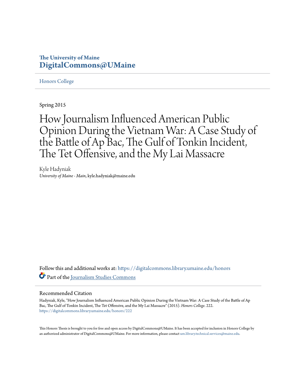 How Journalism Influenced American Public Opinion During The