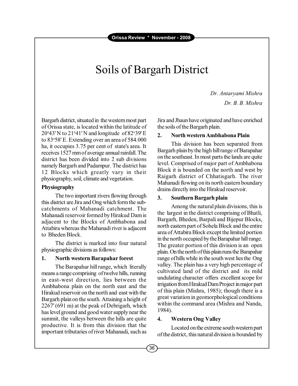 Soils of Bargarh District