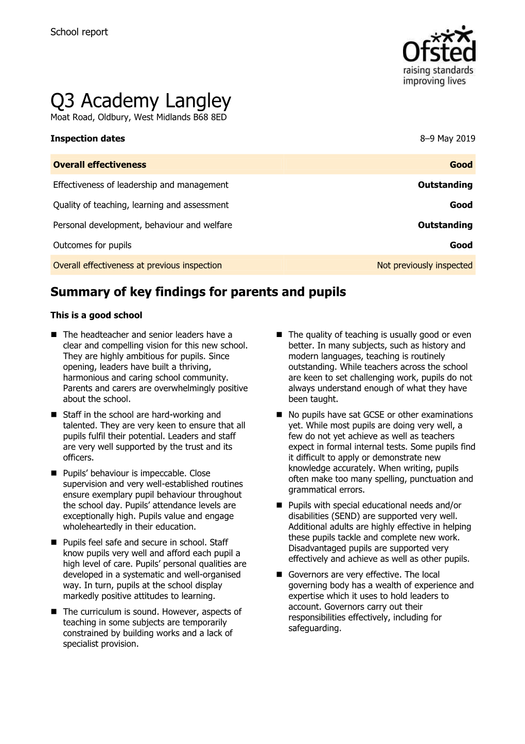 OFSTED Report 2019