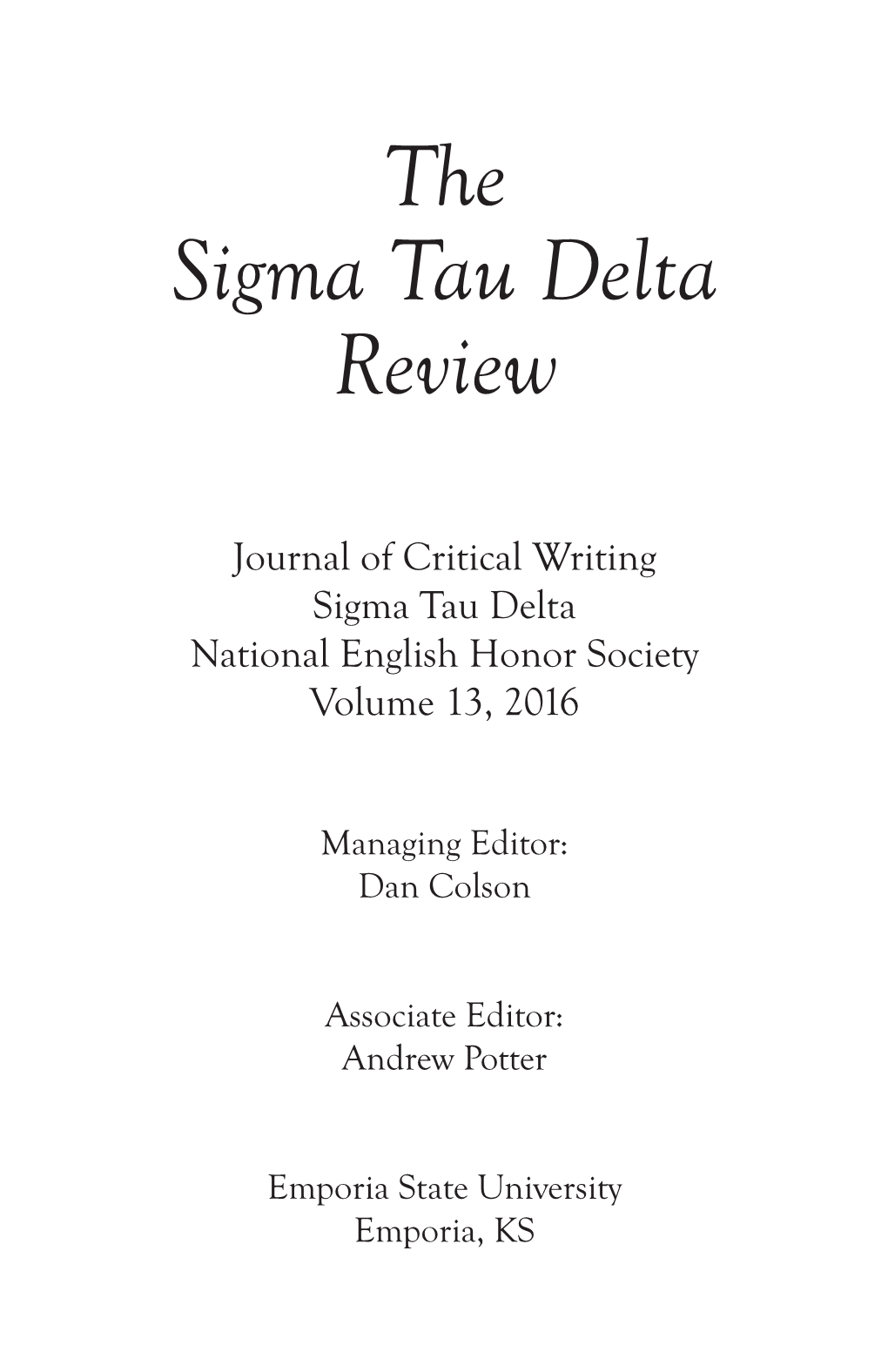 The Sigma Tau Delta Review