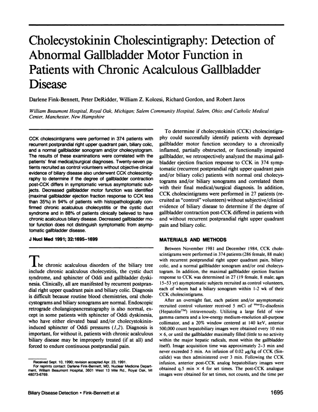 Abnormal Gallbladder Motor Function in Patients with Chronic Acalculous Gallbladder Disease
