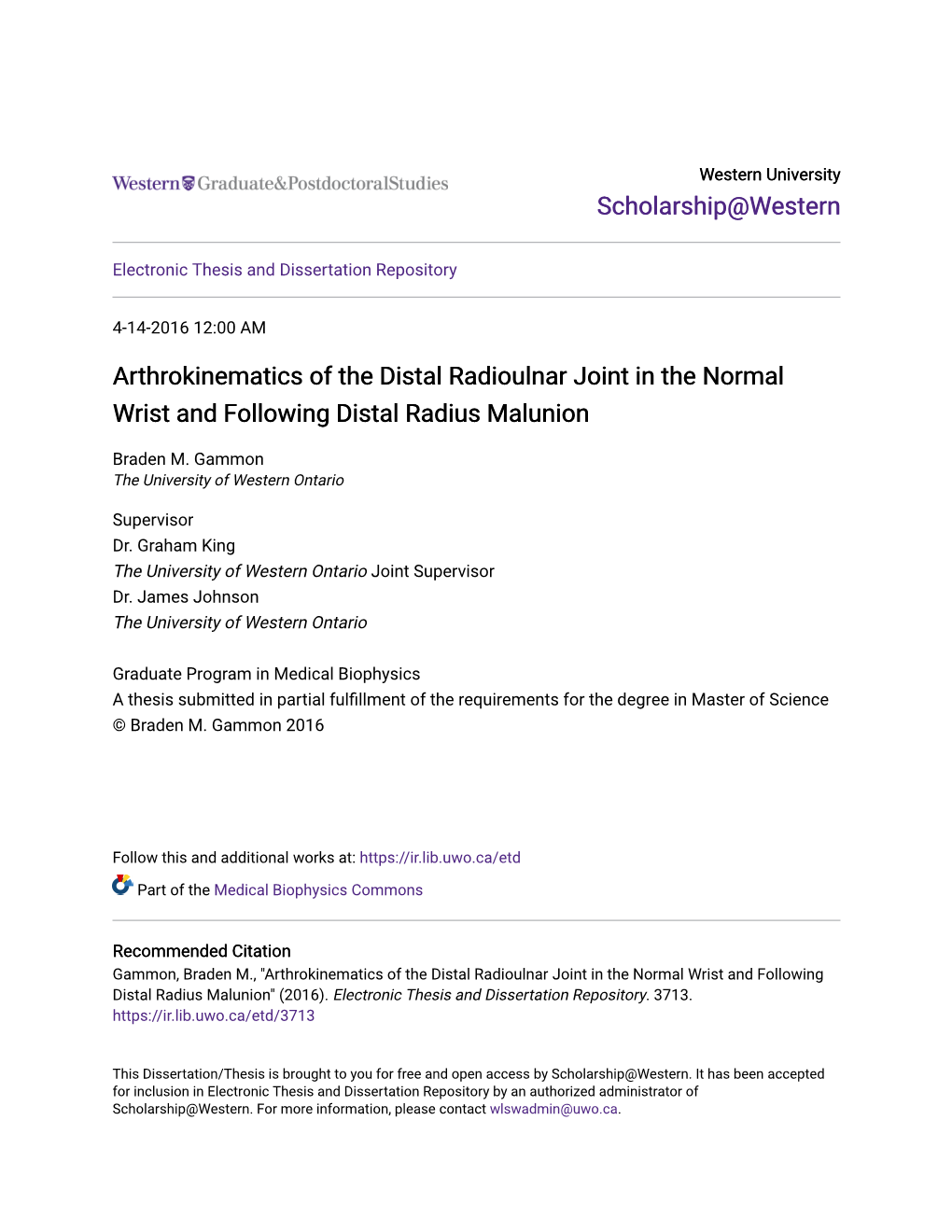 Arthrokinematics of the Distal Radioulnar Joint in the Normal Wrist and Following Distal Radius Malunion